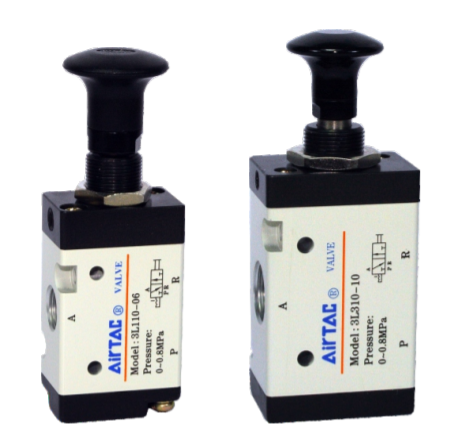 3L21006T AIRTAC VALVE, PUSH-PULL VALVE, 1/8"NPT 3 WAY 2 POSITION DETENTED